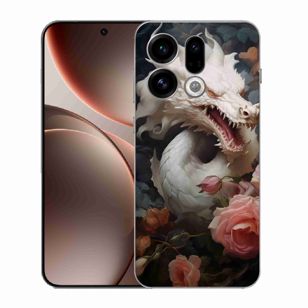 Gélový kryt mmCase na Oppo Find X9 - biely drak