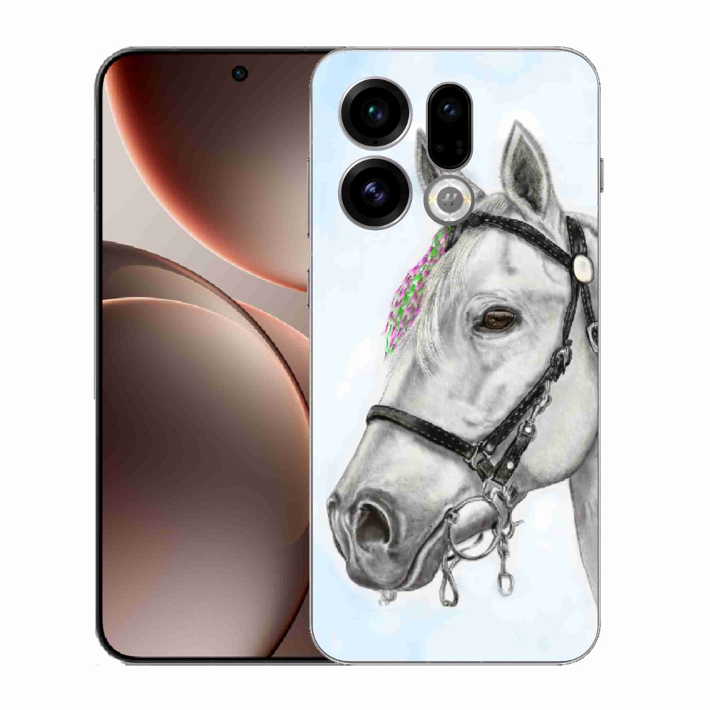 Gélový kryt mmCase na Oppo Find X9 - biely kôň 1