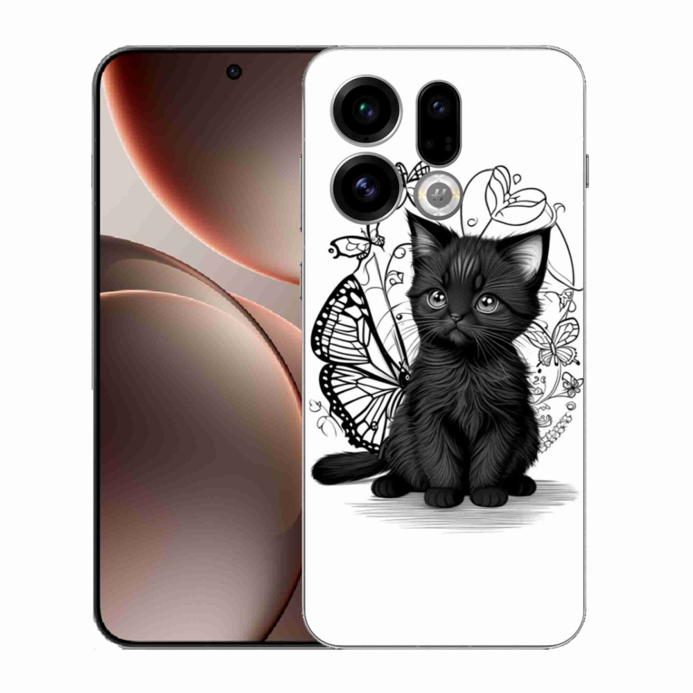 Gélový kryt mmCase na Oppo Find X9 - čierne mačiatko