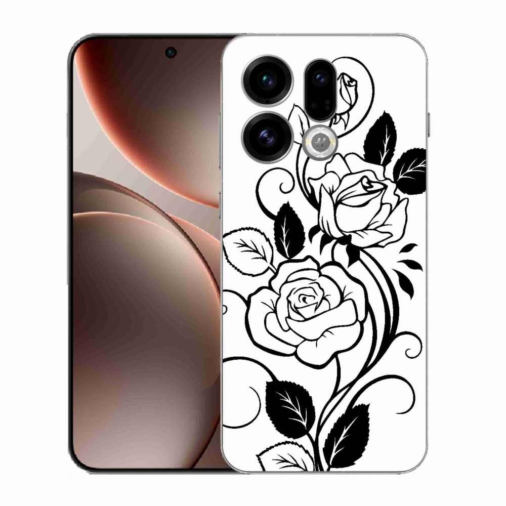 Gélový kryt mmCase na Oppo Find X9 - čiernobiela ruža