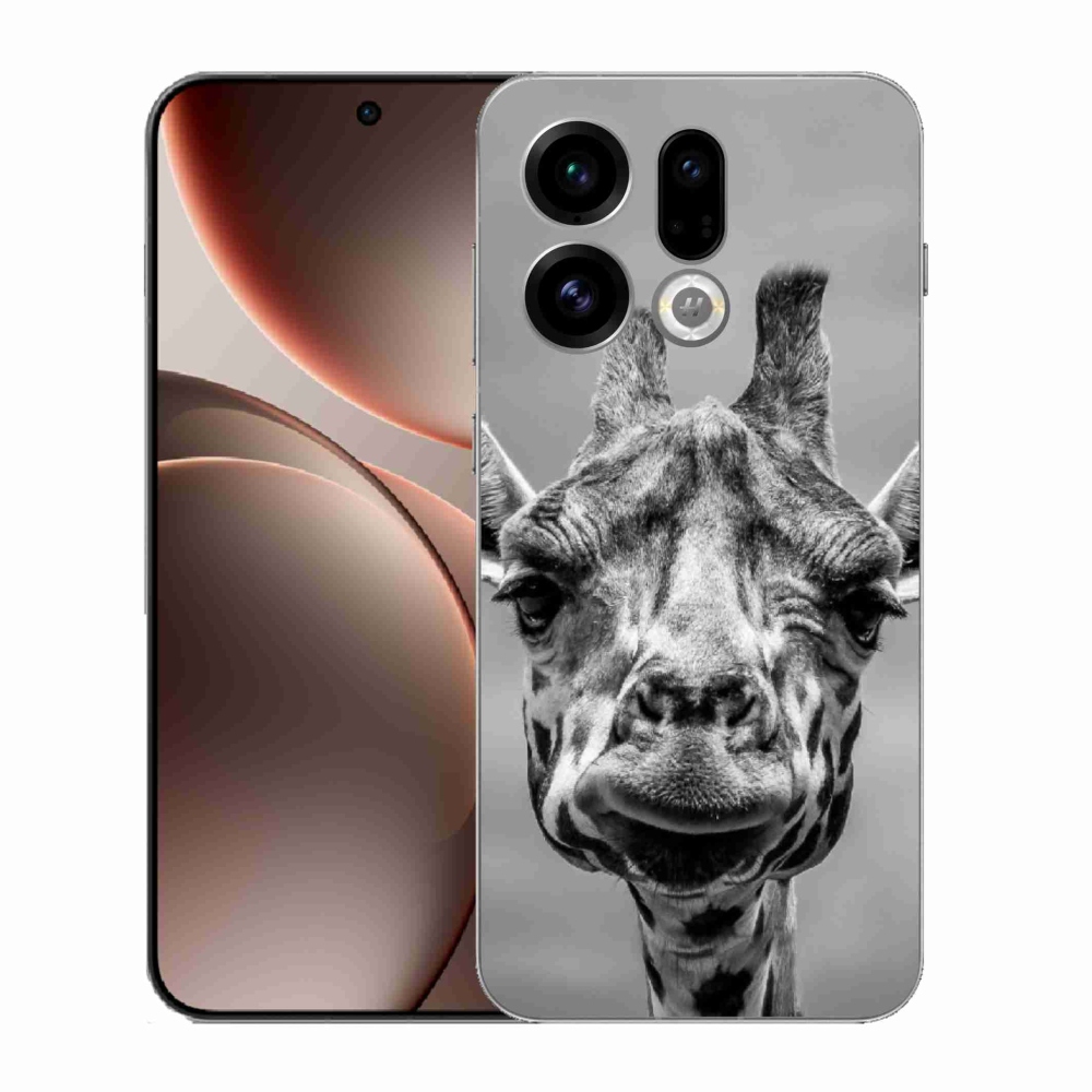 Gélový kryt mmCase na Oppo Find X9 - čiernobiela žirafa
