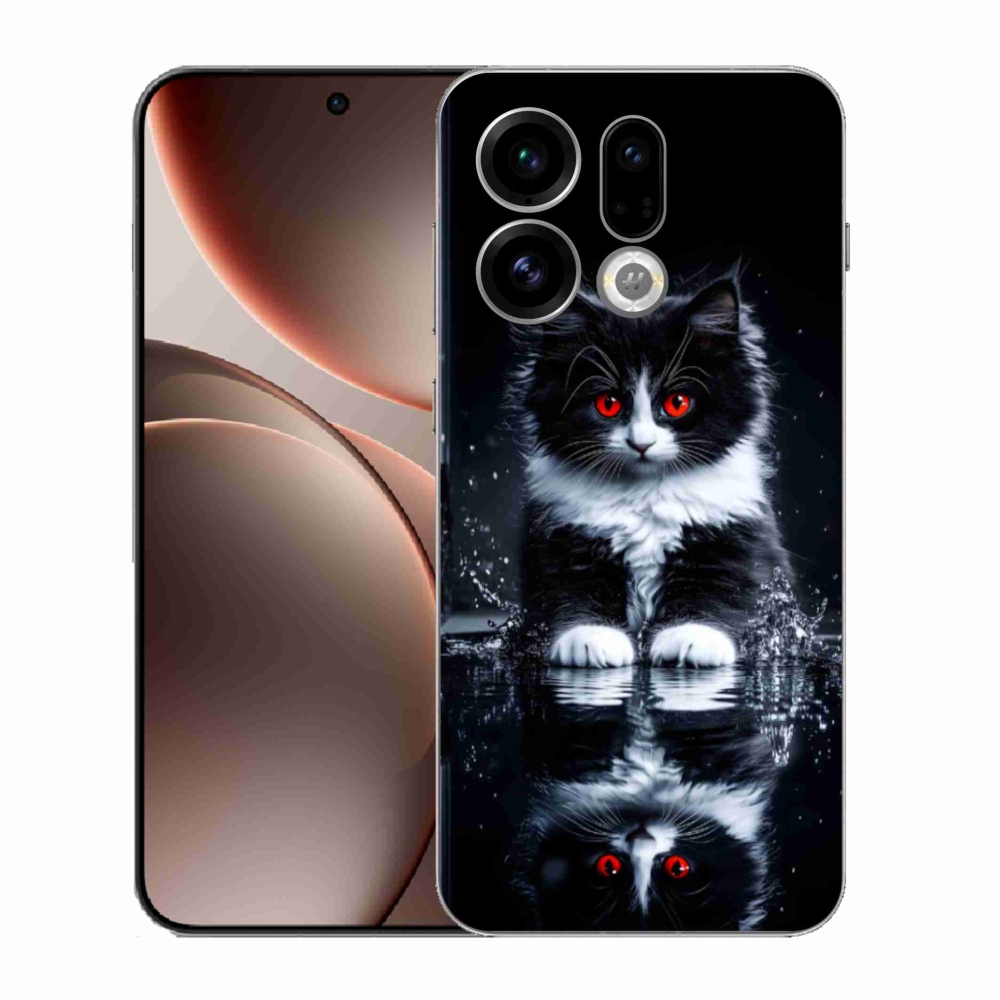 Gélový kryt mmCase na Oppo Find X9 - čiernobiele mačiatko