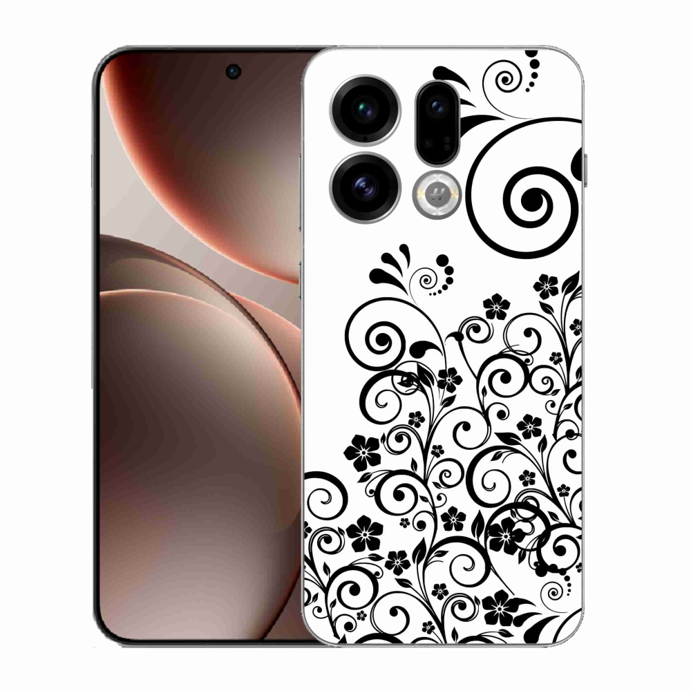Gélový kryt mmCase na Oppo Find X9 - čiernobiele kvetinové vzory