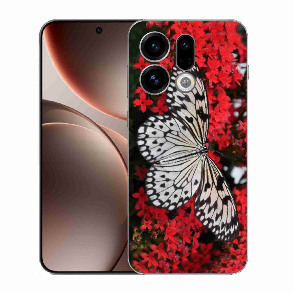 Gélový kryt mmCase na Oppo Find X9 - čiernobiely motýľ 1
