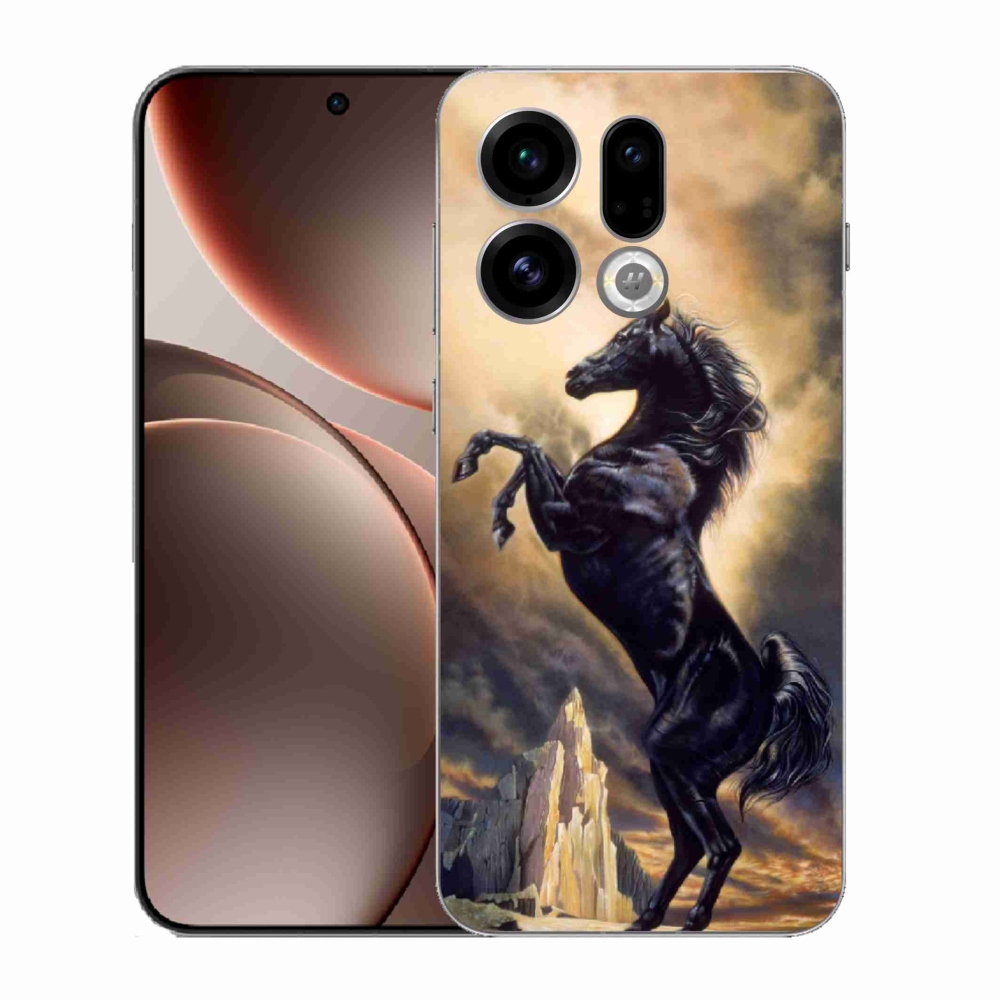 Gélový kryt mmCase na Oppo Find X9 - čierny kreslený kôň