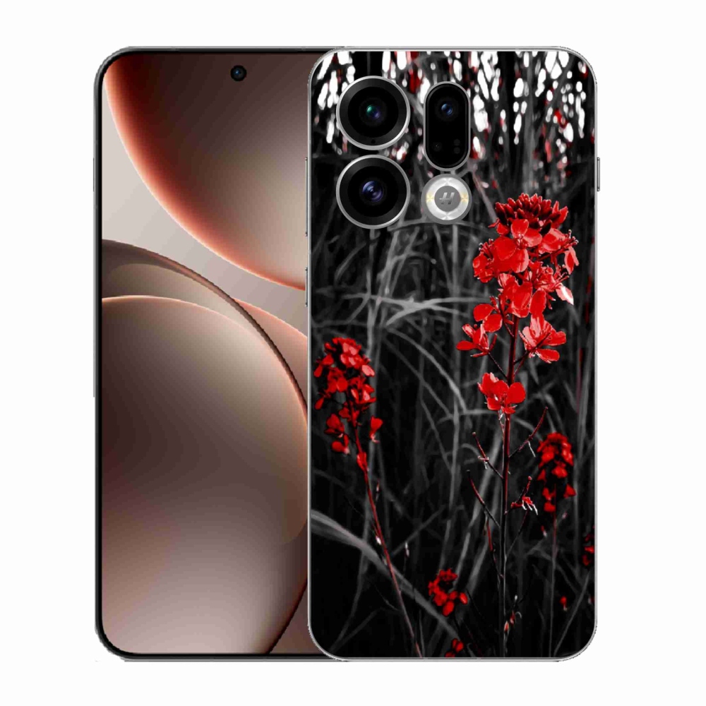 Gélový kryt mmCase na Oppo Find X9 - červená rastlina