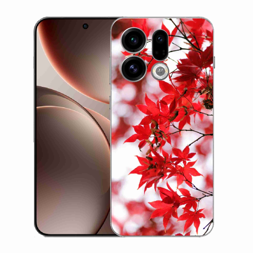 Gélový kryt mmCase na Oppo Find X9 - červené listy