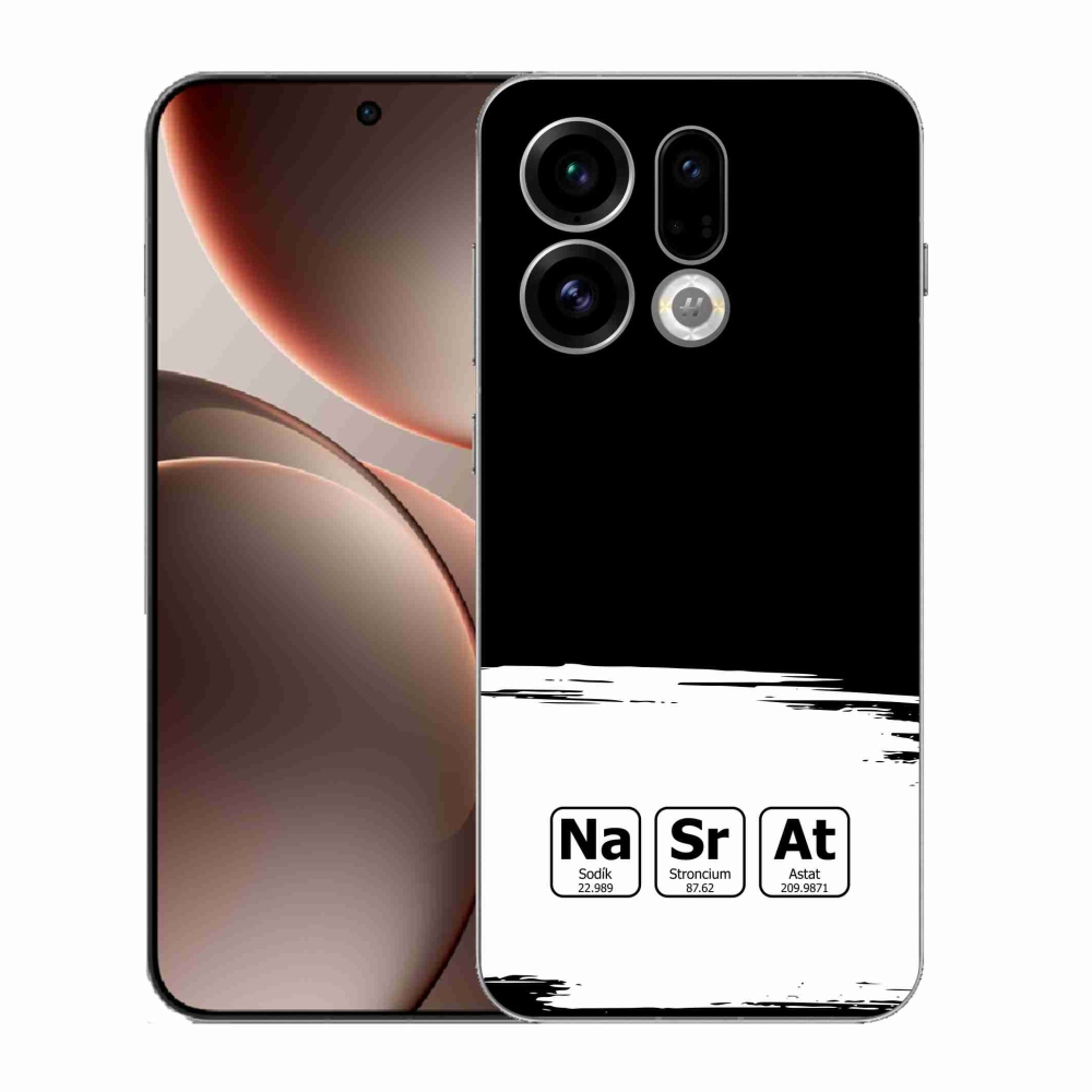 Gélový kryt mmCase na Oppo Find X9 - chemické prvky bieločierne pozadie
