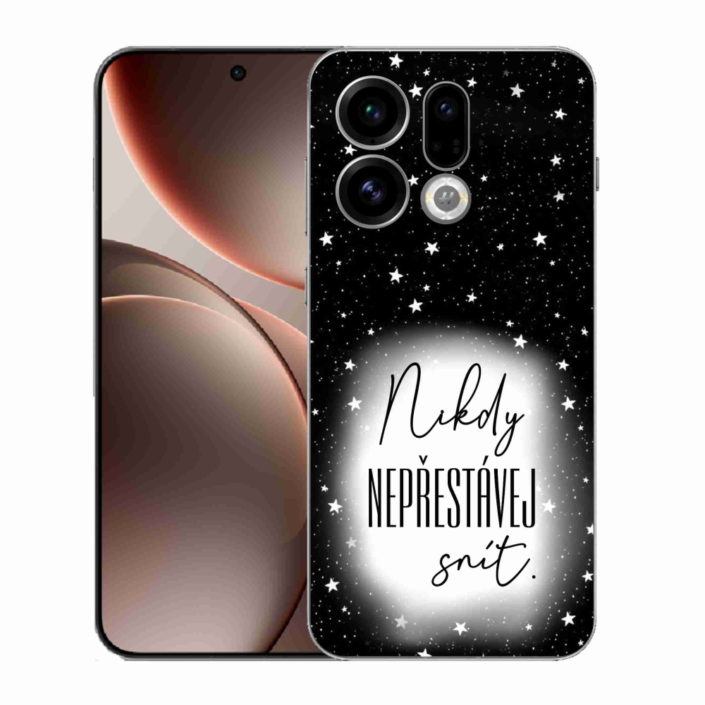Gélový kryt mmCase na Oppo Find X9 - citát 1 bieločierne pozadie