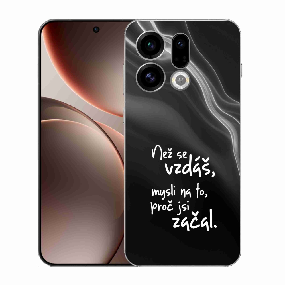 Gélový kryt mmCase na Oppo Find X9 - citát 2 čierne pozadie