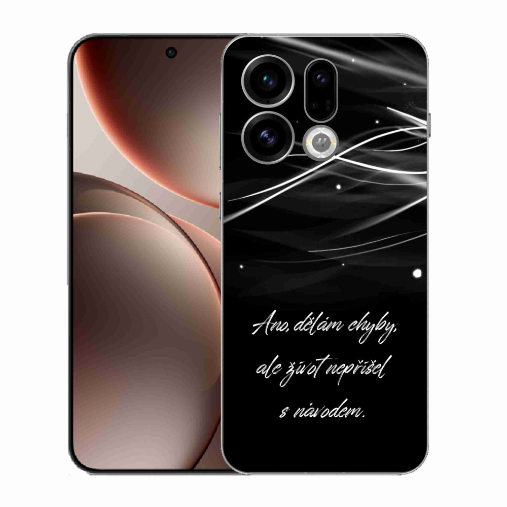 Gélový kryt mmCase na Oppo Find X9 - citát čierne pozadie