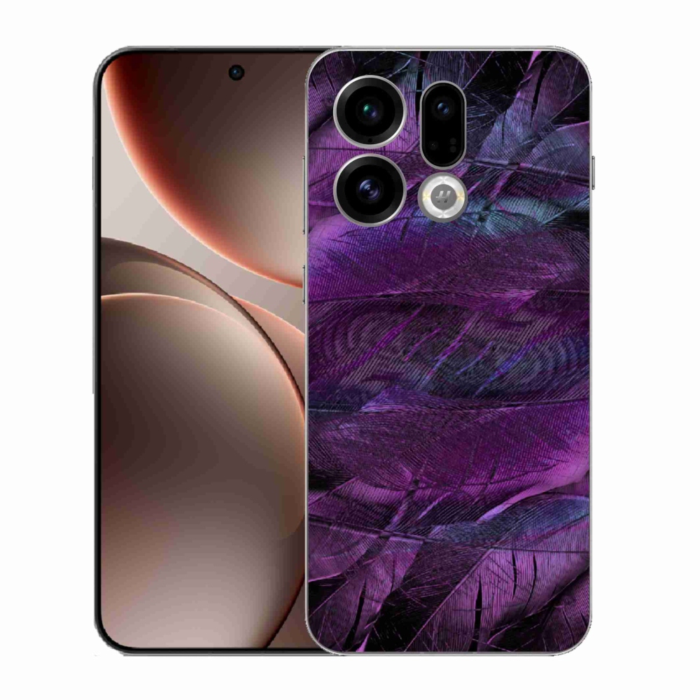 Gélový kryt mmCase na Oppo Find X9 - fialové pierka