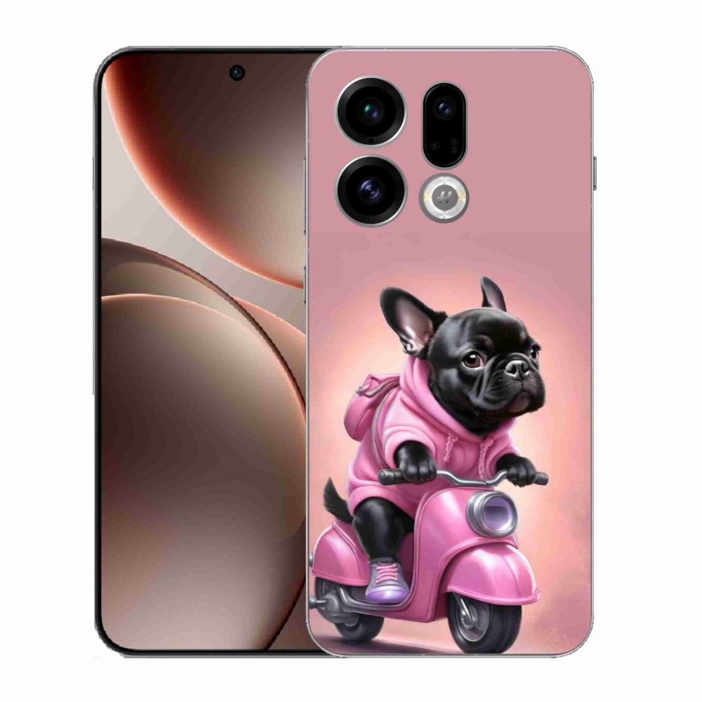 Gélový kryt mmCase na Oppo Find X9 - francúzsky buldoček na skútri