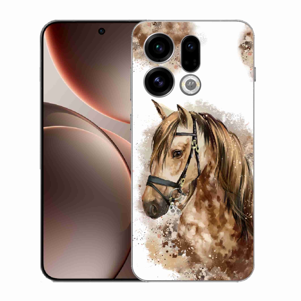 Gélový kryt mmCase na Oppo Find X9 - hnedý kreslený kôň