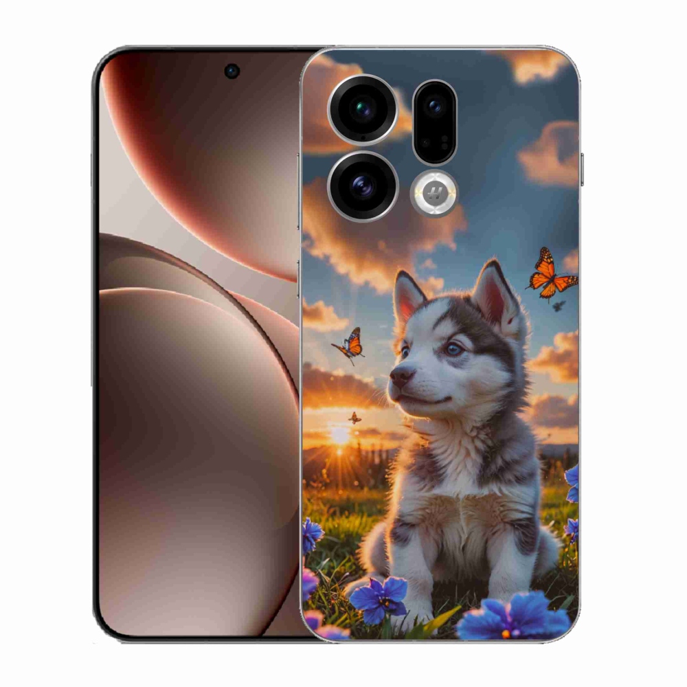 Gélový kryt mmCase na Oppo Find X9 - husky pri západe slnka