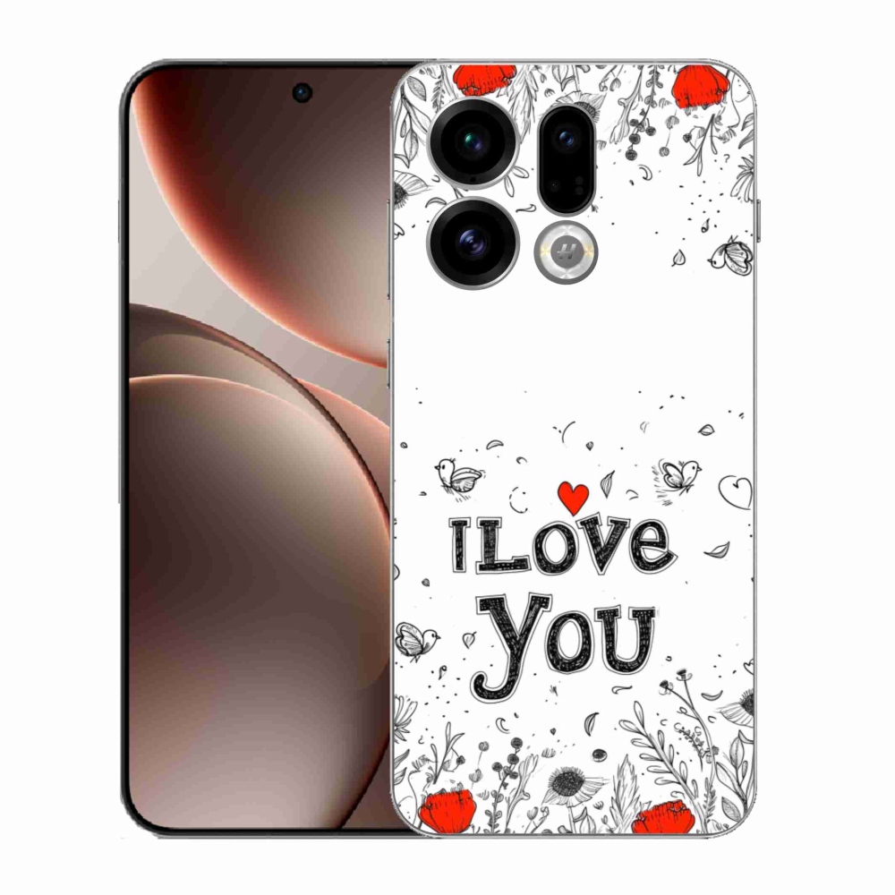 Gélový kryt mmCase na Oppo Find X9 - I love you biele pozadie