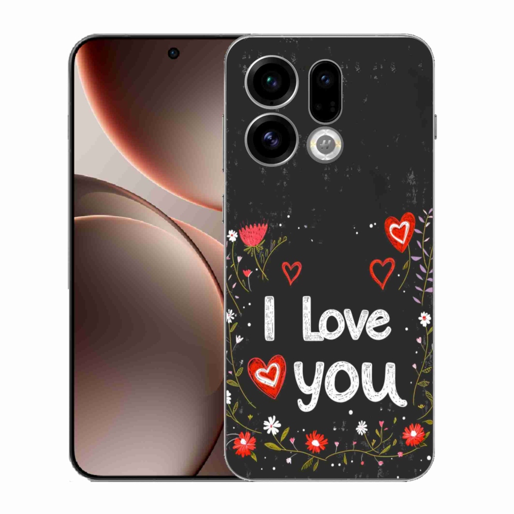 Gélový kryt mmCase na Oppo Find X9 - I love you čierne pozadie