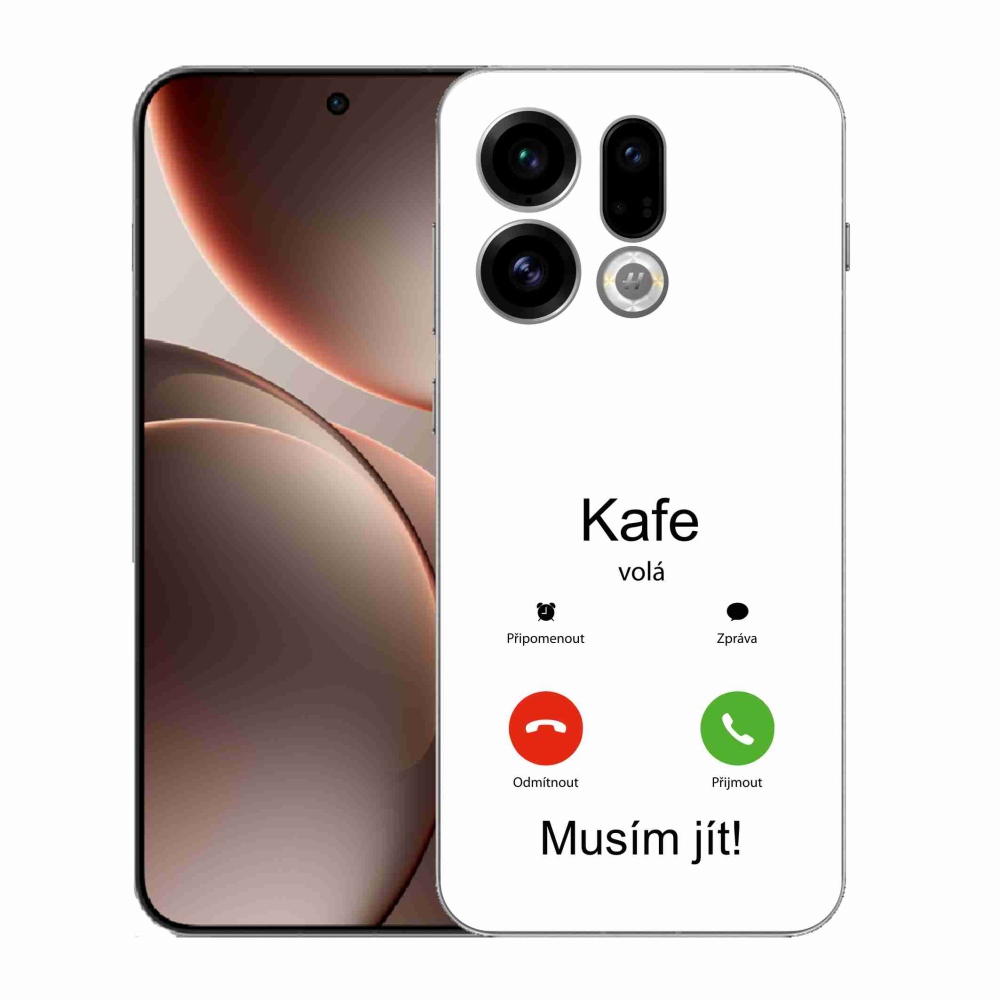 Gélový kryt mmCase na Oppo Find X9 - káva volá biele pozadie