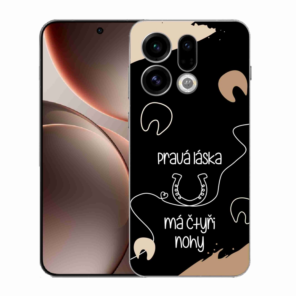 Gélový kryt mmCase na Oppo Find X9 - konský motív čierne pozadie