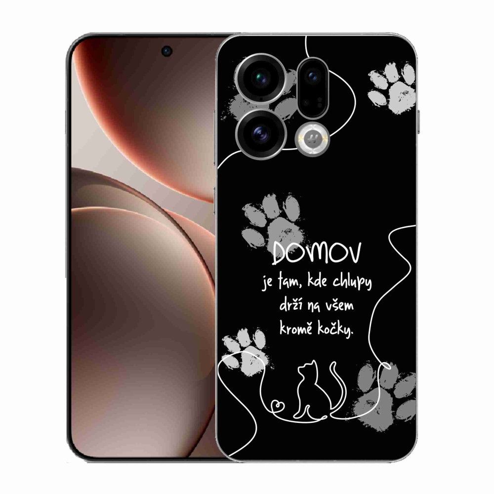 Gélový kryt mmCase na Oppo Find X9 - mačacie motív čierne pozadie