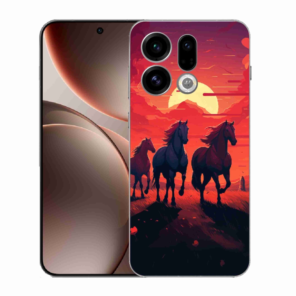 Gélový kryt mmCase na Oppo Find X9 - kone a západ slnka