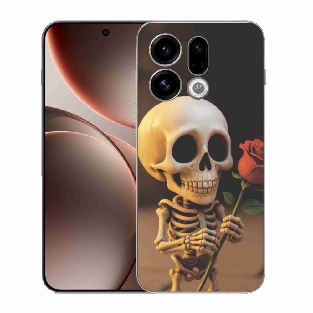 Gélový kryt mmCase na Oppo Find X9 - kostlivec s ružou