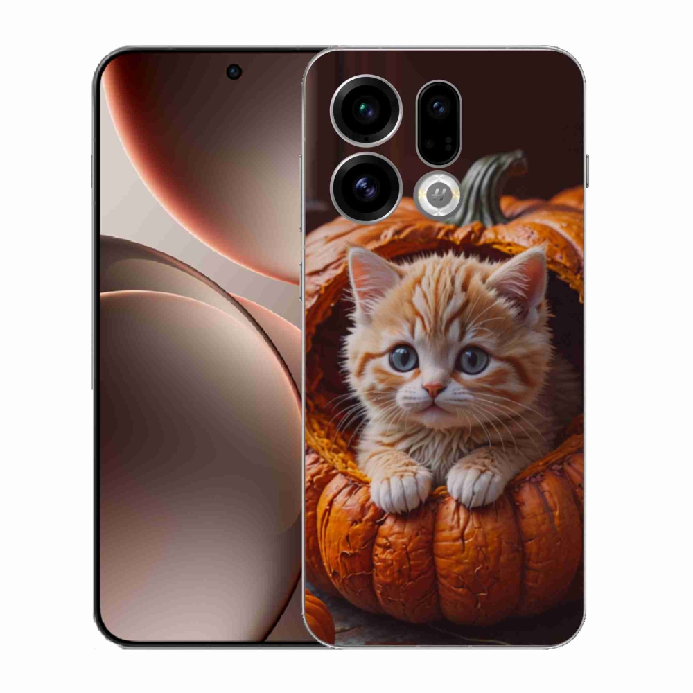Gélový kryt mmCase na Oppo Find X9 - mačiatko a tekvica 2