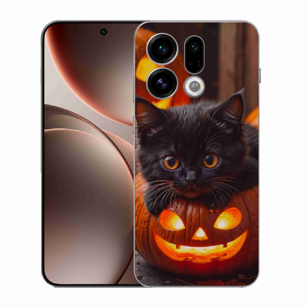 Gélový kryt mmCase na Oppo Find X9 - mačiatko a tekvica