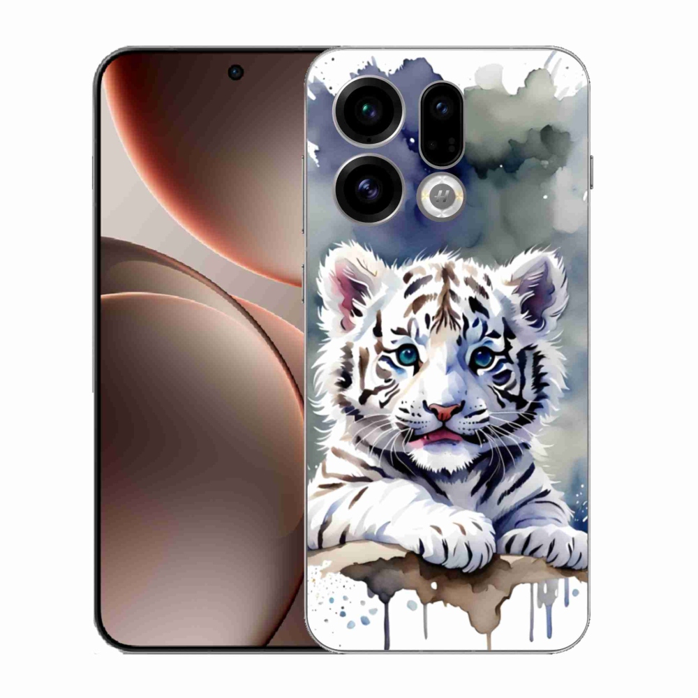 Gélový kryt mmCase na Oppo Find X9 - mláďa bieleho tigra