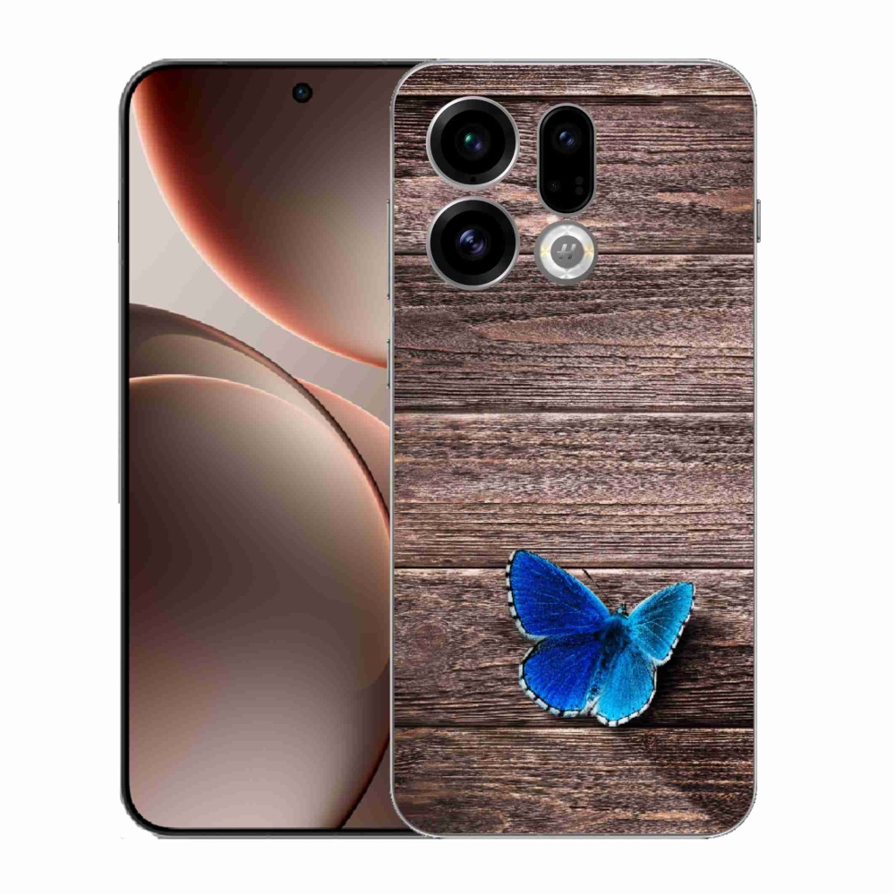 Gélový kryt mmCase na Oppo Find X9 - modrý motýľ 1