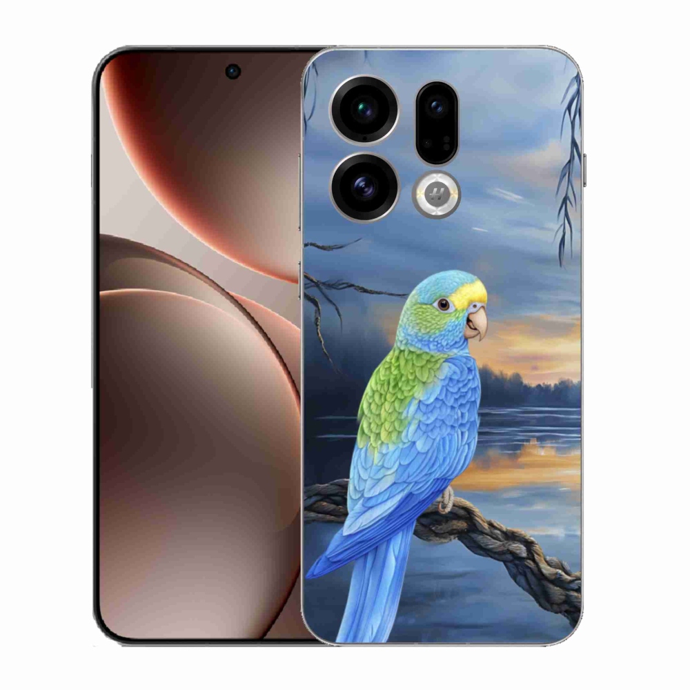 Gélový kryt mmCase na Oppo Find X9 - modrý papagáj