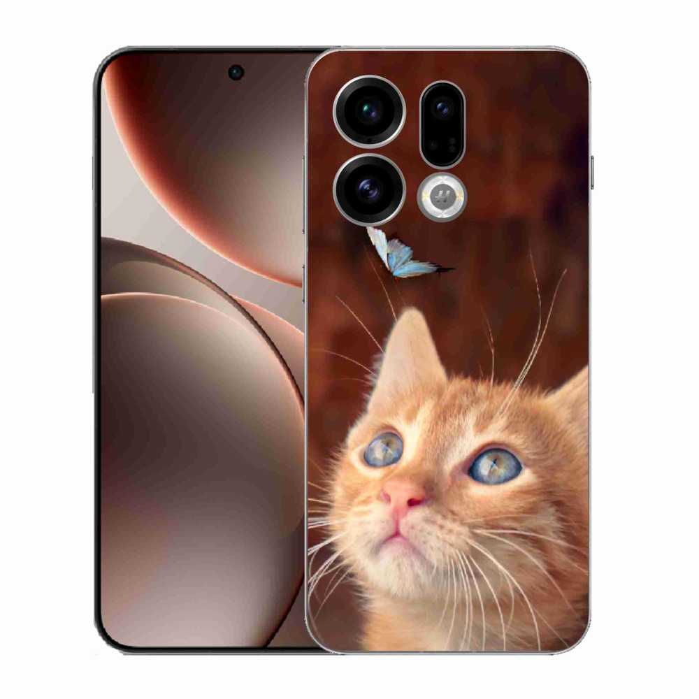 Gélový kryt mmCase na Oppo Find X9 - motýľ a mačiatko