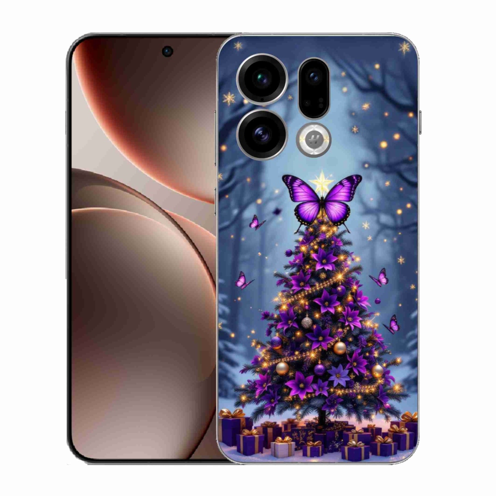Gélový kryt mmCase na Oppo Find X9 - motýlí vianočný stromček