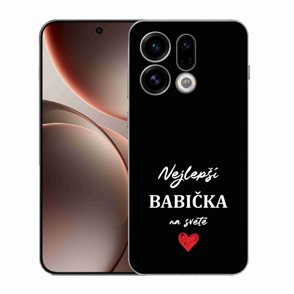 Gélový kryt mmCase na Oppo Find X9 - najlepšia babička 1 čierne pozadie