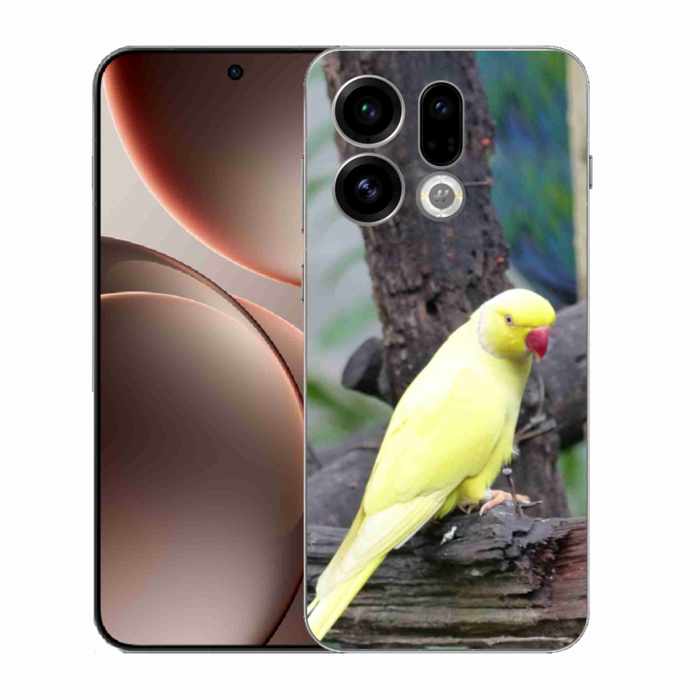 Gélový kryt mmCase na Oppo Find X9 - papagáj alexander žltý