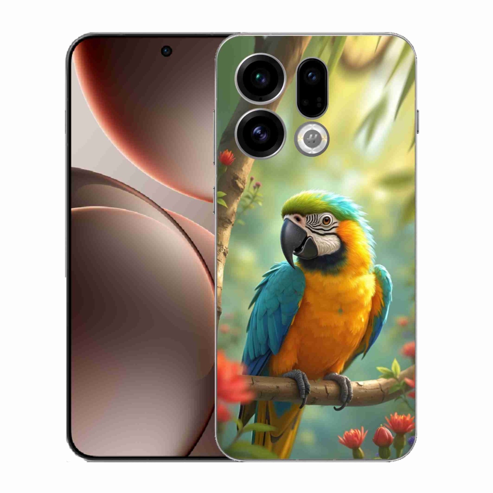 Gélový kryt mmCase na Oppo Find X9 - papagáj ara modrožltá