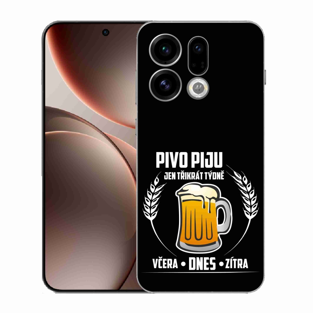 Gélový kryt mmCase na Oppo Find X9 - pivný motív čierne pozadie