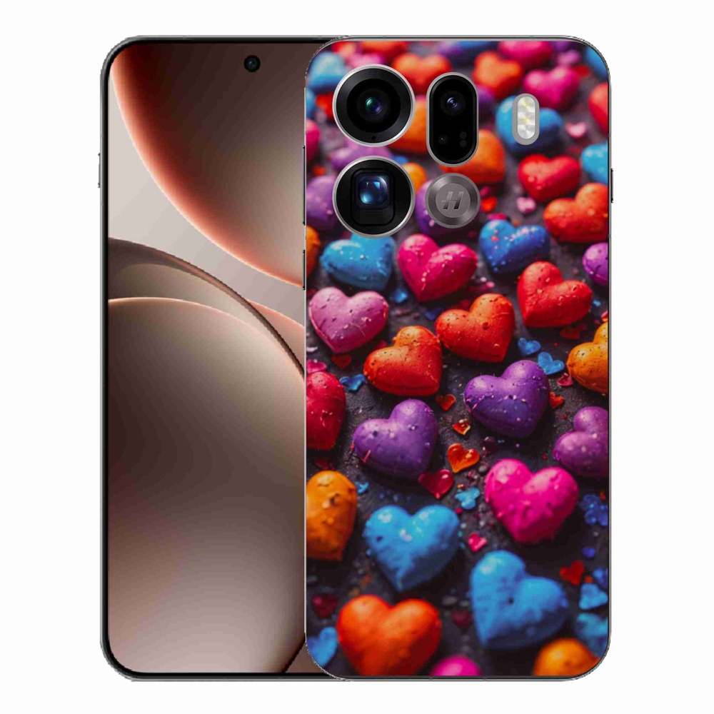 Gélový kryt mmCase na Oppo Find X9 Pro - farebné srdcia