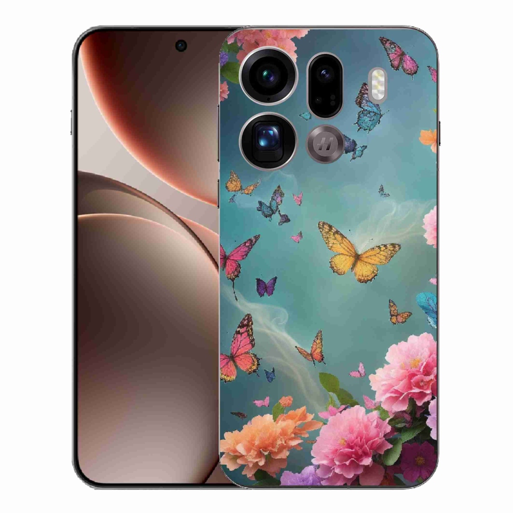 Gélový kryt mmCase na Oppo Find X9 Pro - farebné kvety a motýle
