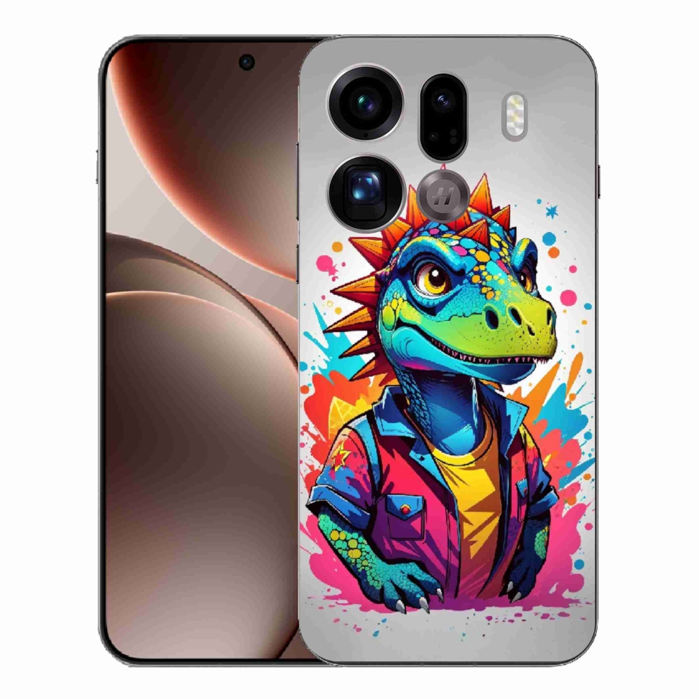 Gélový kryt mmCase na Oppo Find X9 Pro - farebný dinosaurus