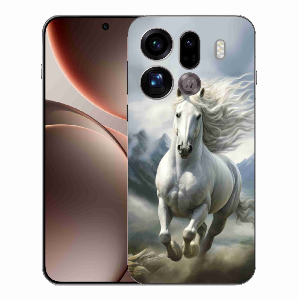 Gélový kryt mmCase na Oppo Find X9 Pro - bežiaci biely kôň 3