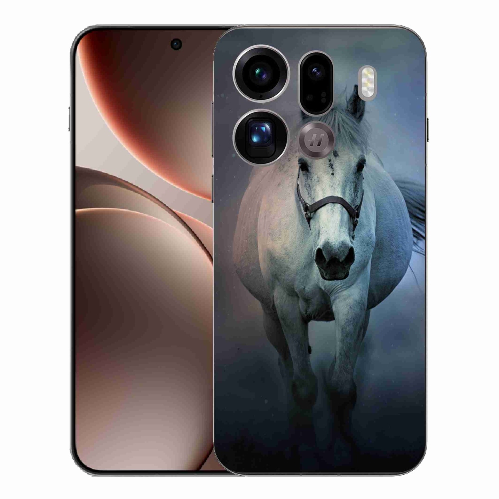 Gélový kryt mmCase na Oppo Find X9 Pro - bežiaci biely kôň