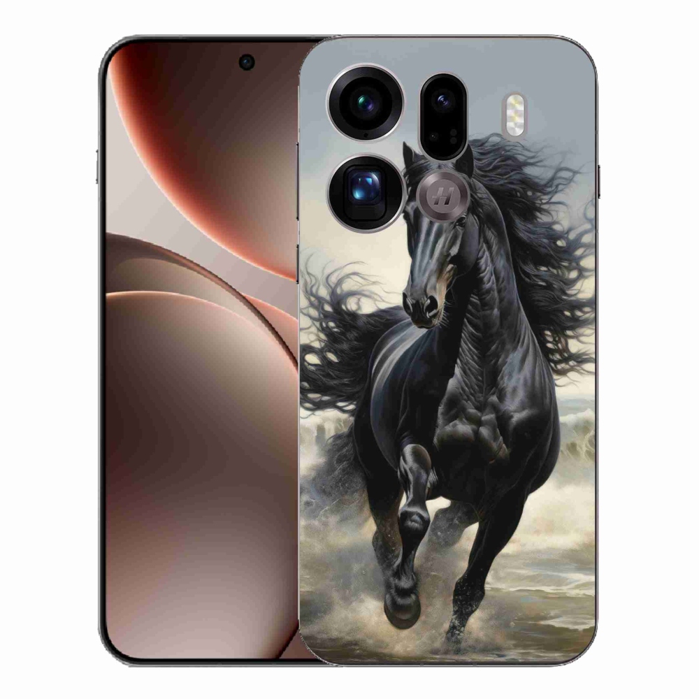 Gélový kryt mmCase na Oppo Find X9 Pro - bežiaci čierny kôň
