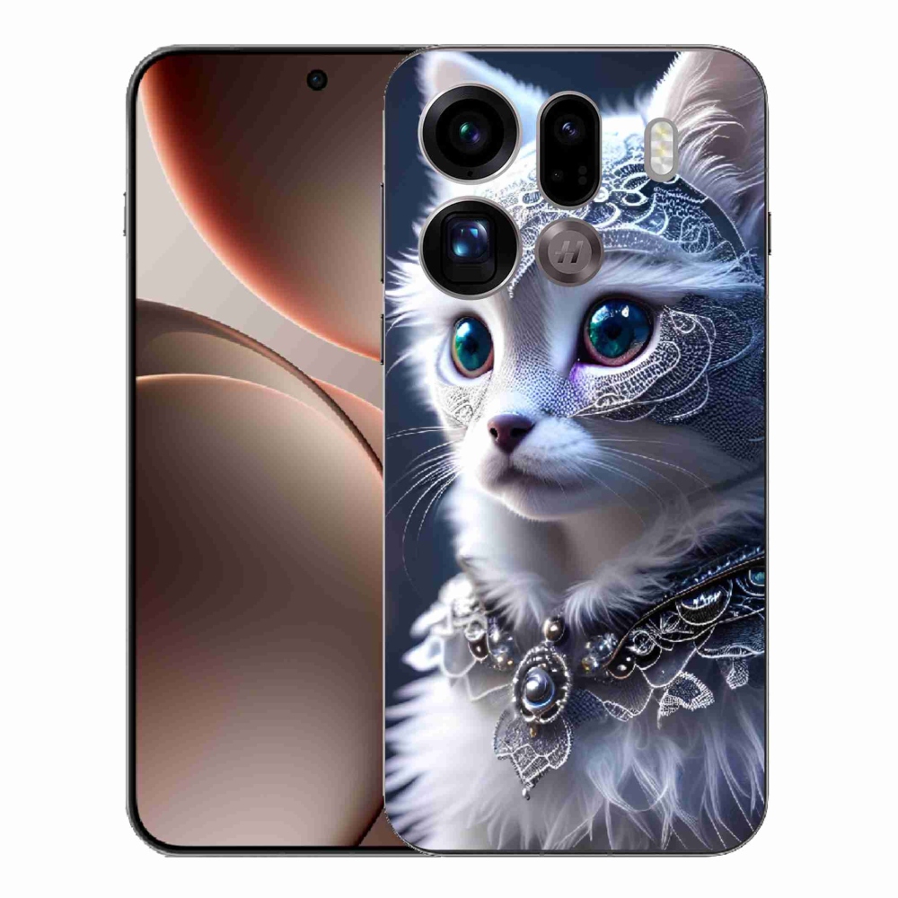 Gélový kryt mmCase na Oppo Find X9 Pro - biela mačka