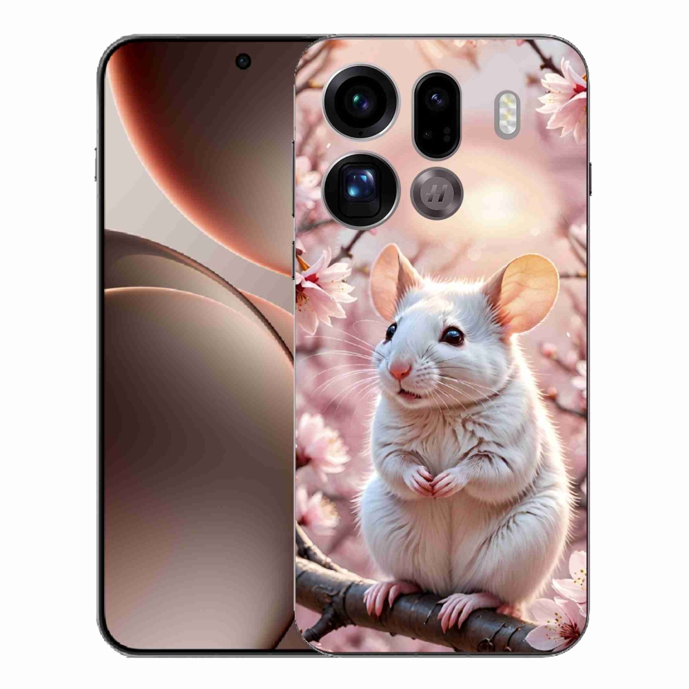 Gélový kryt mmCase na Oppo Find X9 Pro - biela myš na vetve