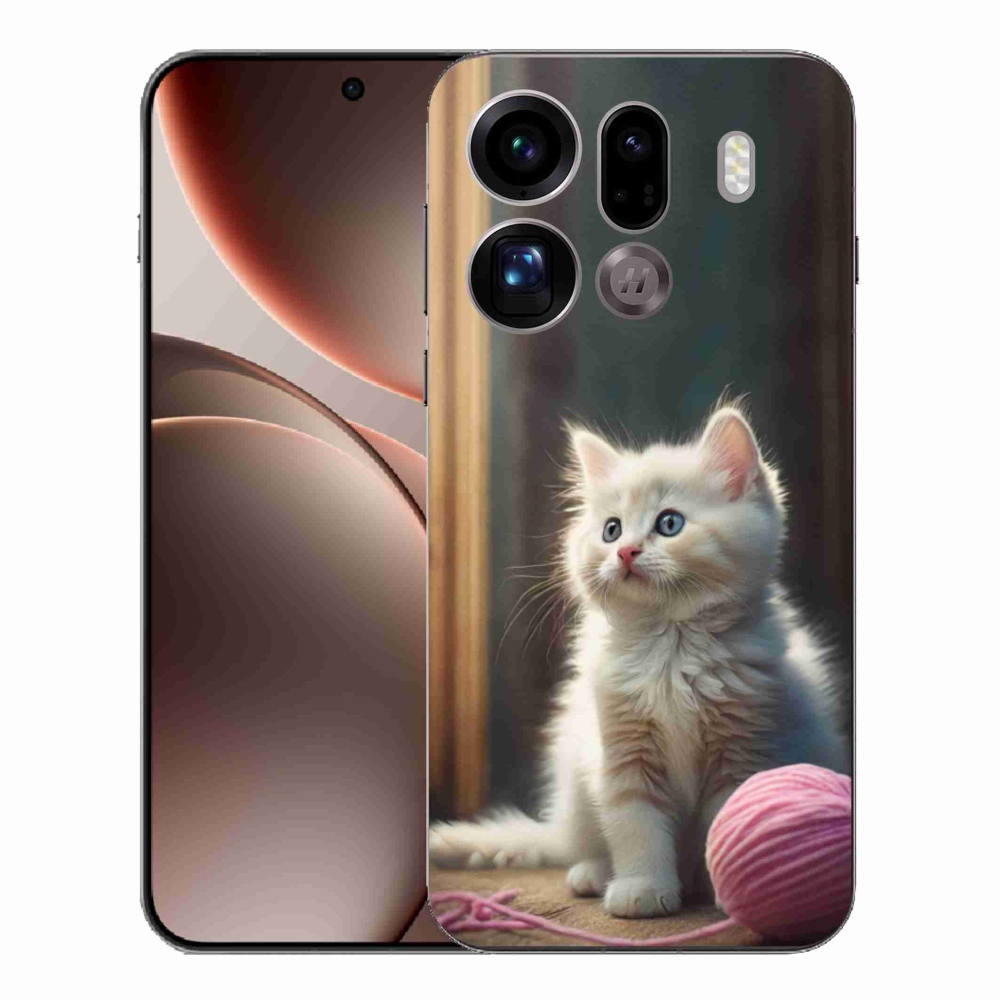 Gélový kryt mmCase na Oppo Find X9 Pro - biele mačiatko 2