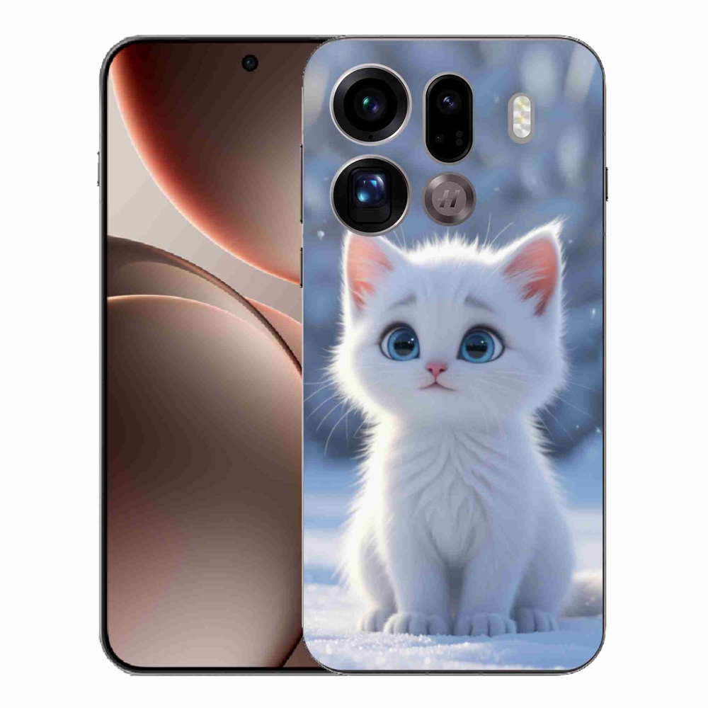 Gélový kryt mmCase na Oppo Find X9 Pro - biele mačiatko 3