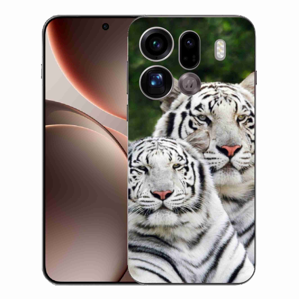 Gélový kryt mmCase na Oppo Find X9 Pro - bieli tigre