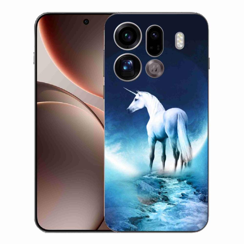Gélový kryt mmCase na Oppo Find X9 Pro - biely jednorožec