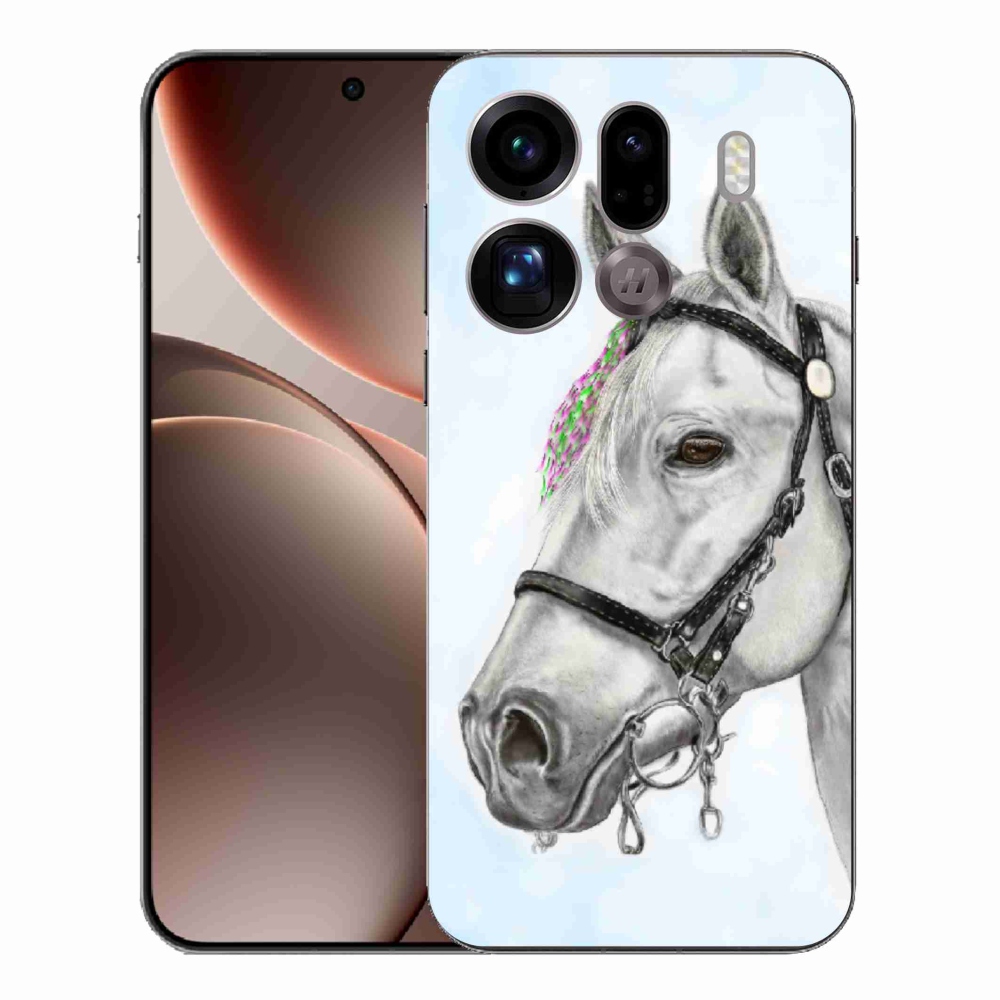 Gélový kryt mmCase na Oppo Find X9 Pro - biely kôň 1